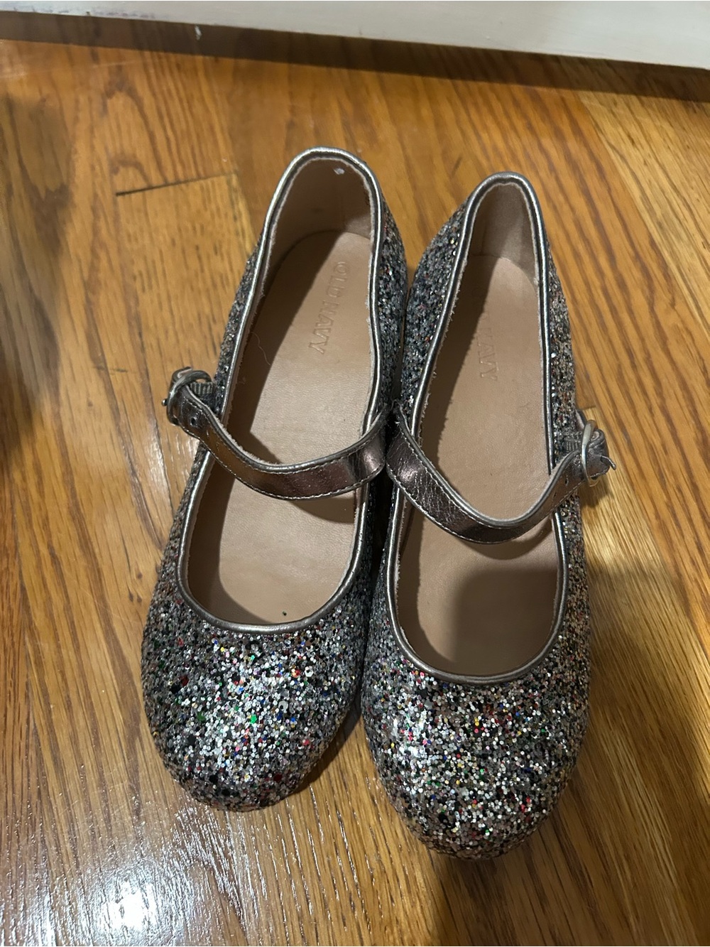Old Navy Silver Multicolor Glitter Mary Jane Shoes for Kids